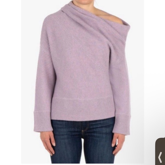 $375 NAADAM Lilac Off-Shoulder Sweater - Picture 2 of 8